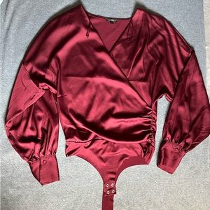 Dynamite red satin bodysuit
